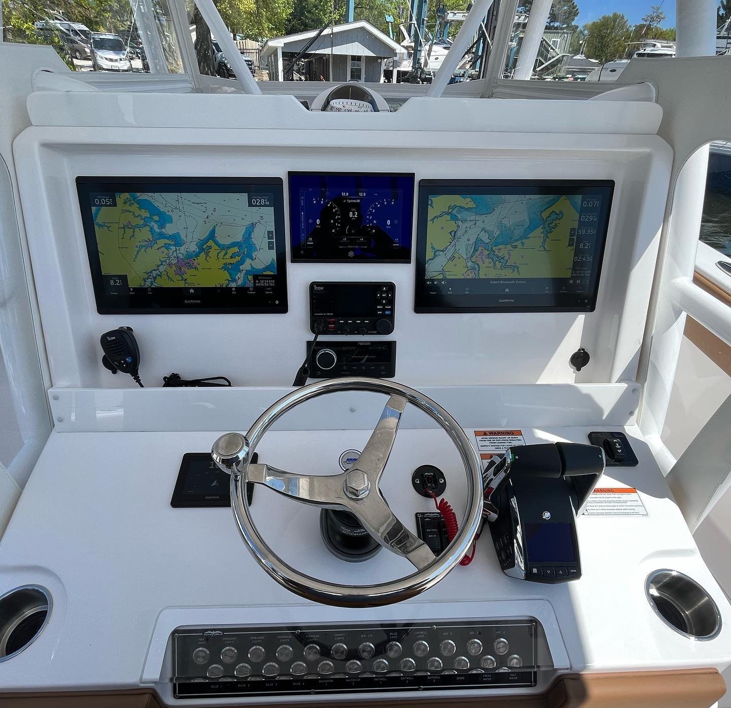Garmin chartplotters installed at the helm
