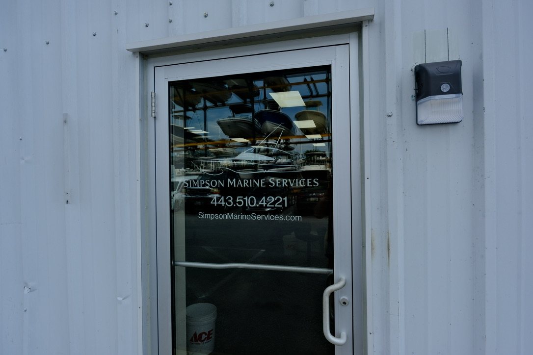 The Simpson Marine Services shop door in Annapolis