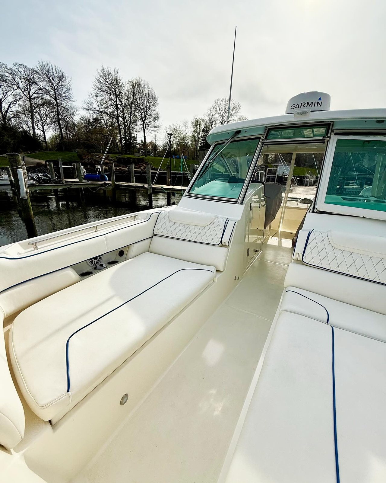 Freshly upholstered cockpit seating
